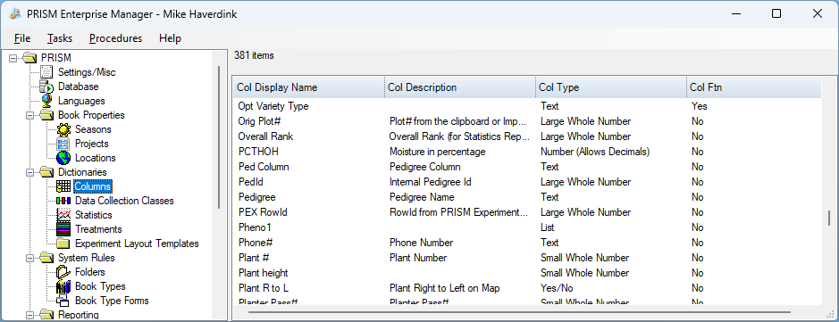 PRISM Enterprise Manager configuration